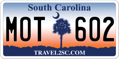 SC license plate MOT602