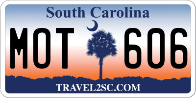 SC license plate MOT606