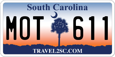 SC license plate MOT611