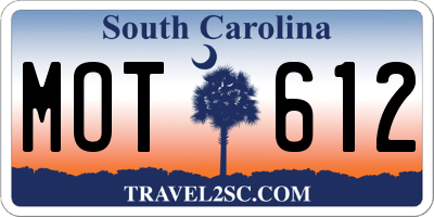 SC license plate MOT612