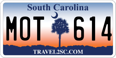 SC license plate MOT614