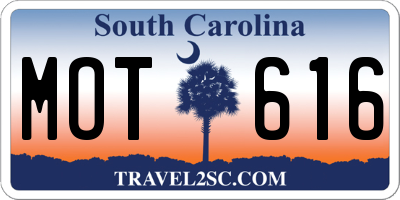 SC license plate MOT616