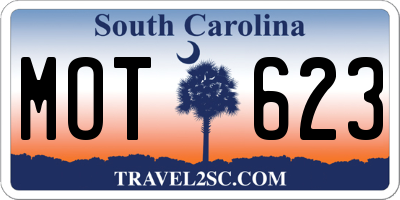 SC license plate MOT623
