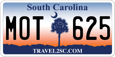 SC license plate MOT625