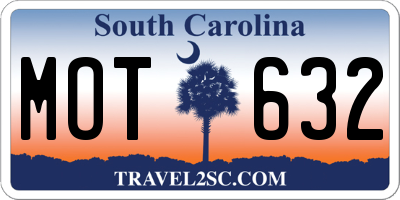 SC license plate MOT632