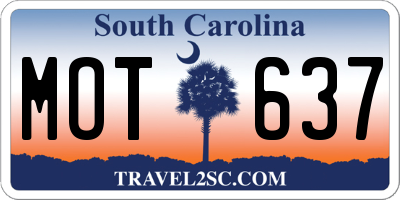 SC license plate MOT637