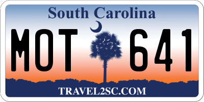 SC license plate MOT641