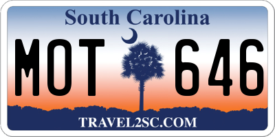 SC license plate MOT646