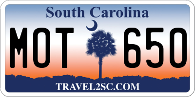 SC license plate MOT650