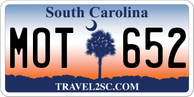 SC license plate MOT652