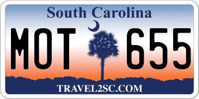 SC license plate MOT655