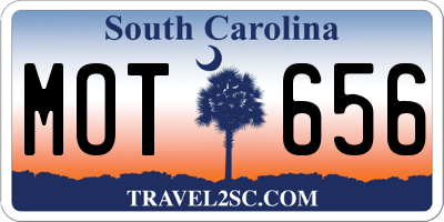 SC license plate MOT656