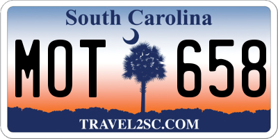SC license plate MOT658