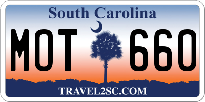 SC license plate MOT660