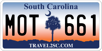 SC license plate MOT661