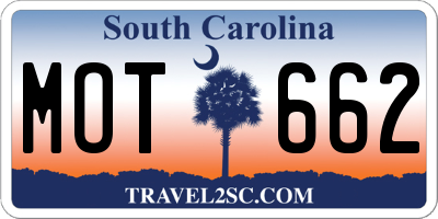 SC license plate MOT662