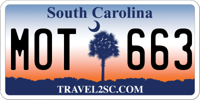 SC license plate MOT663