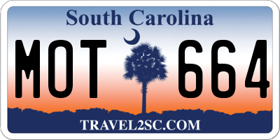 SC license plate MOT664