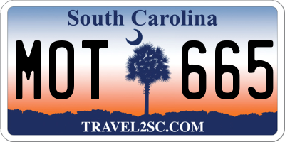 SC license plate MOT665