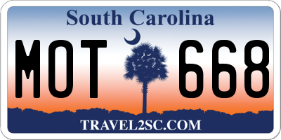 SC license plate MOT668