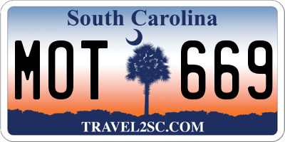 SC license plate MOT669