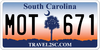 SC license plate MOT671