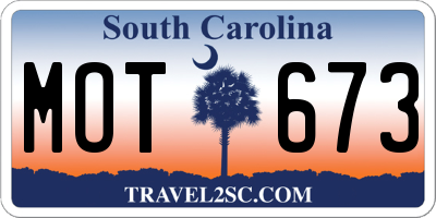 SC license plate MOT673