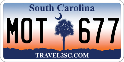 SC license plate MOT677