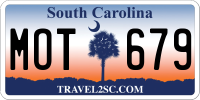 SC license plate MOT679