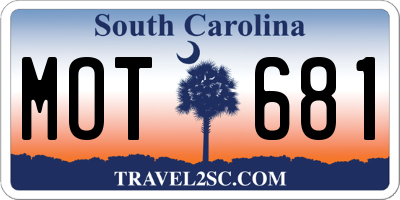 SC license plate MOT681