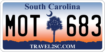 SC license plate MOT683
