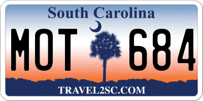 SC license plate MOT684