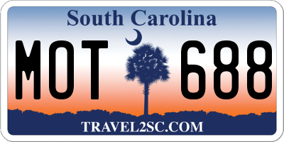 SC license plate MOT688