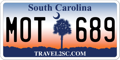 SC license plate MOT689