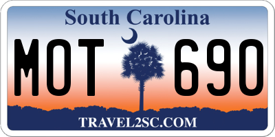 SC license plate MOT690