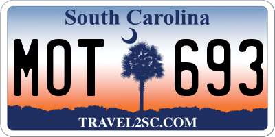 SC license plate MOT693