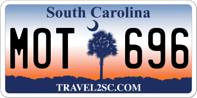 SC license plate MOT696