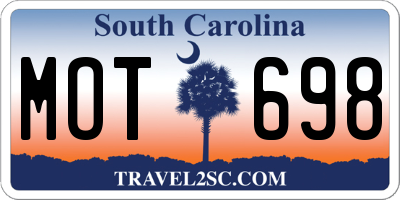 SC license plate MOT698