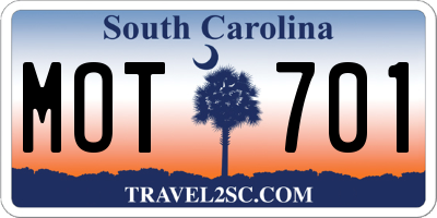 SC license plate MOT701