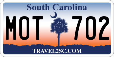 SC license plate MOT702