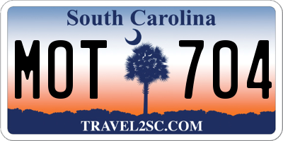SC license plate MOT704