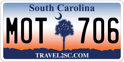 SC license plate MOT706