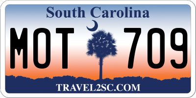 SC license plate MOT709