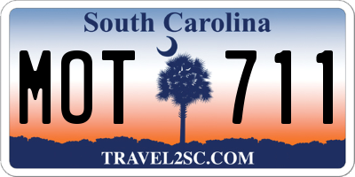 SC license plate MOT711