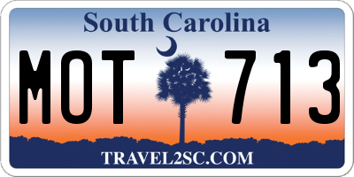 SC license plate MOT713