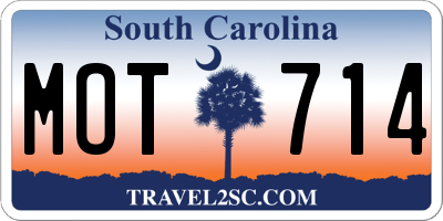 SC license plate MOT714