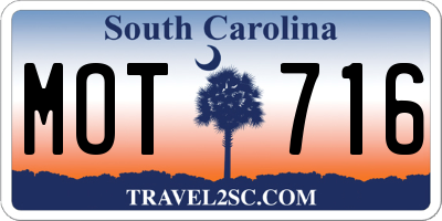 SC license plate MOT716