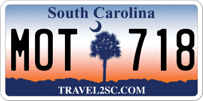 SC license plate MOT718