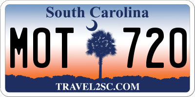 SC license plate MOT720