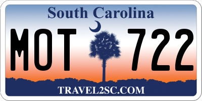 SC license plate MOT722